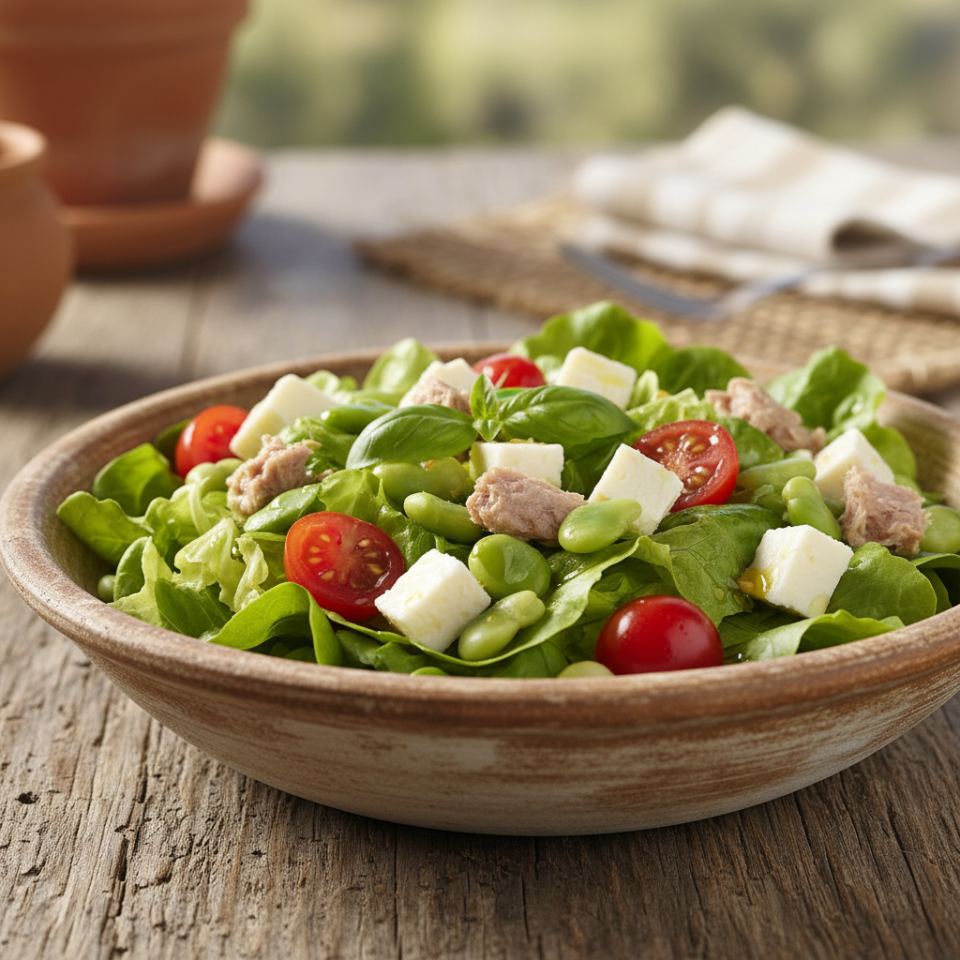 Insalata di fave e tonno con sardo fresco: ricetta ligure facile e primaverile