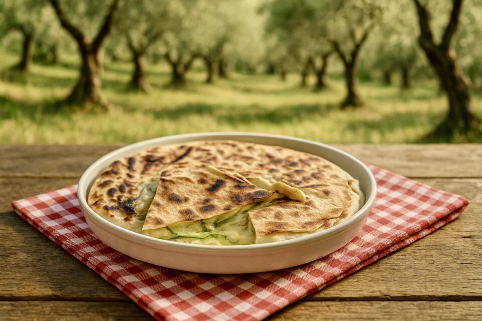 Schiacciata in padella con zucchine filanti