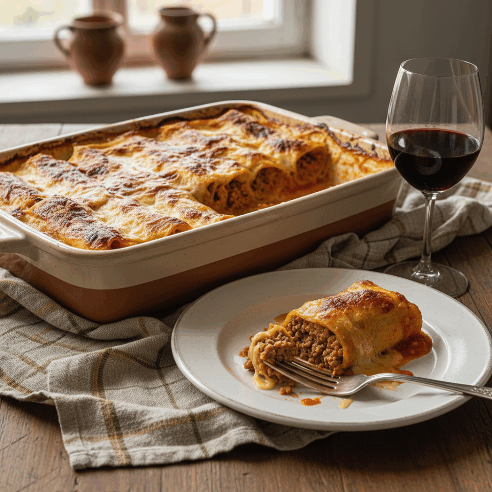 Cannelloni ripieni di carne all'italiana