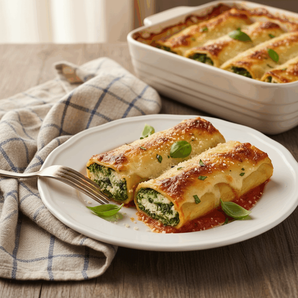 Cannelloni di magro con spinaci e ricotta