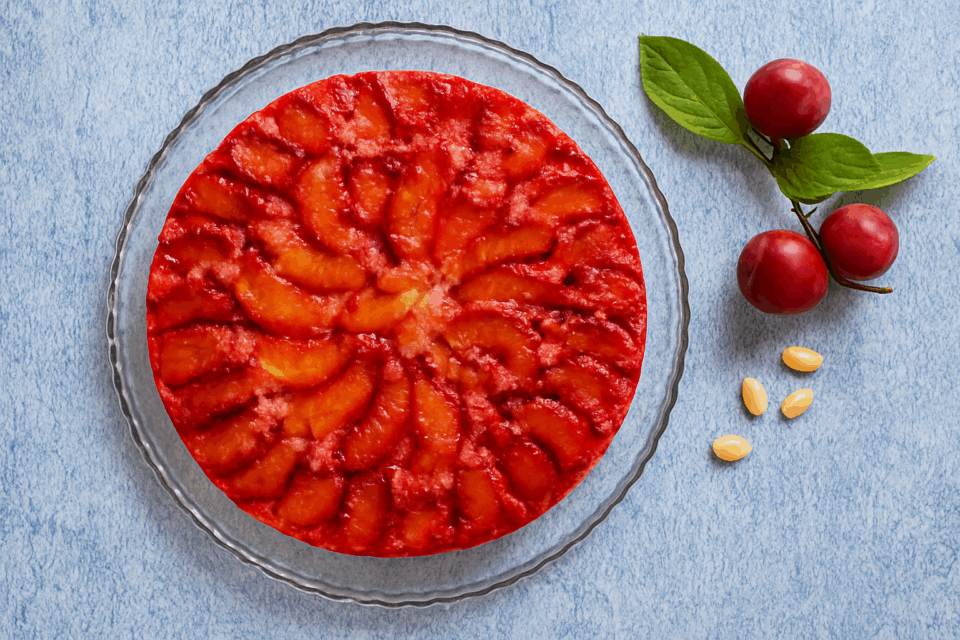 Torta di prugne rovesciata: dolce soffice con frutta caramellata