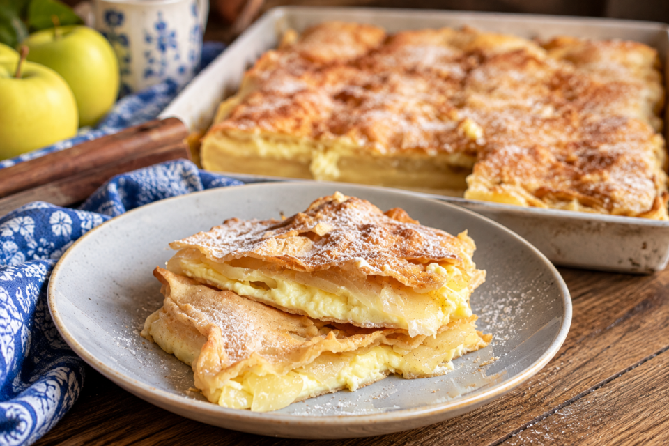 Focaccia ripiena di mele e crema