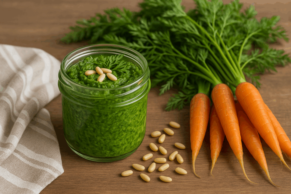 Pesto di foglie di carote: ricetta antispreco facile e veloce