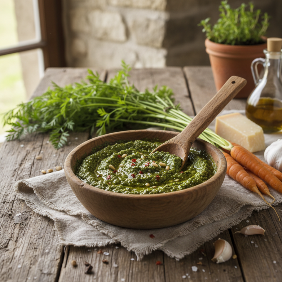Pesto di ciuffi di carote
