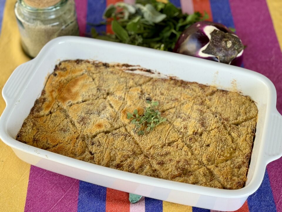 Polpettone di melanzane, ricetta ligure vegetariana facile e gustosa