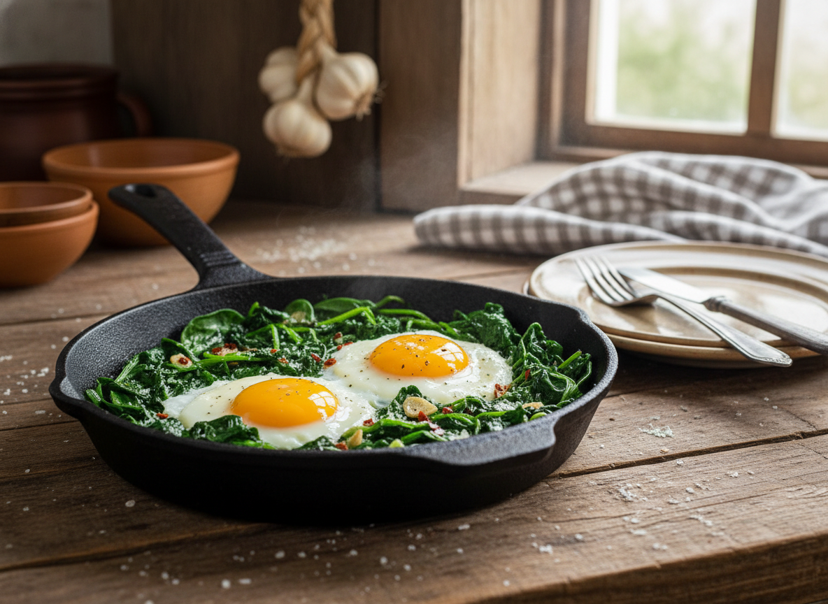 Spinaci in padella con le uova: la ricetta semplice, sana e veloce che sa di casa