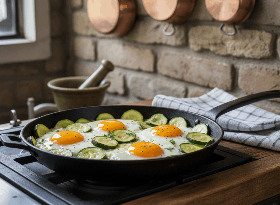 Zucchine trifolate con uova al tegamino: semplicità di stagione e sapori di casa