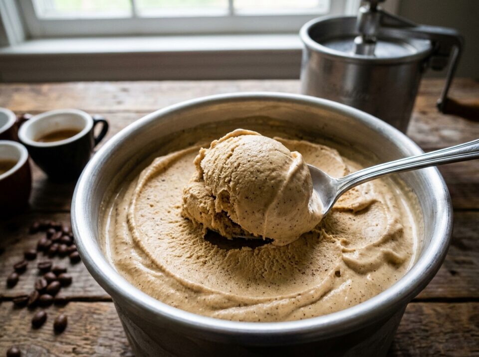 Gelato al caffè fatto in casa con la gelatiera: cremoso, intenso e naturale