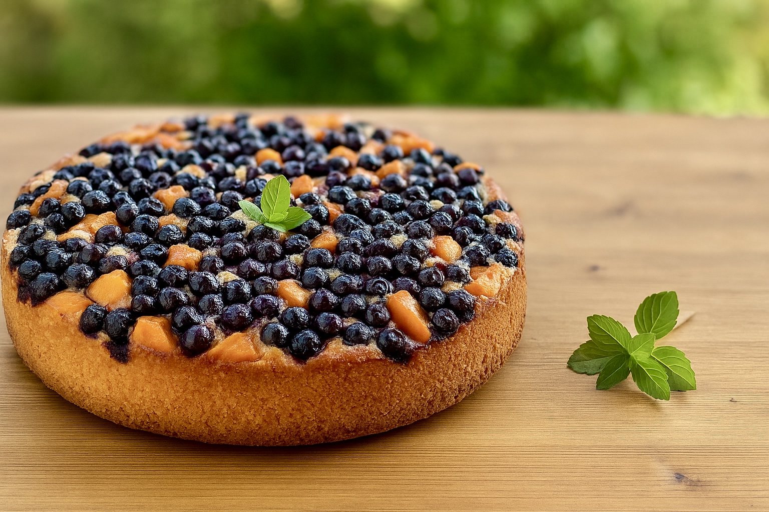 Torta soffice con mirtilli e albicocche