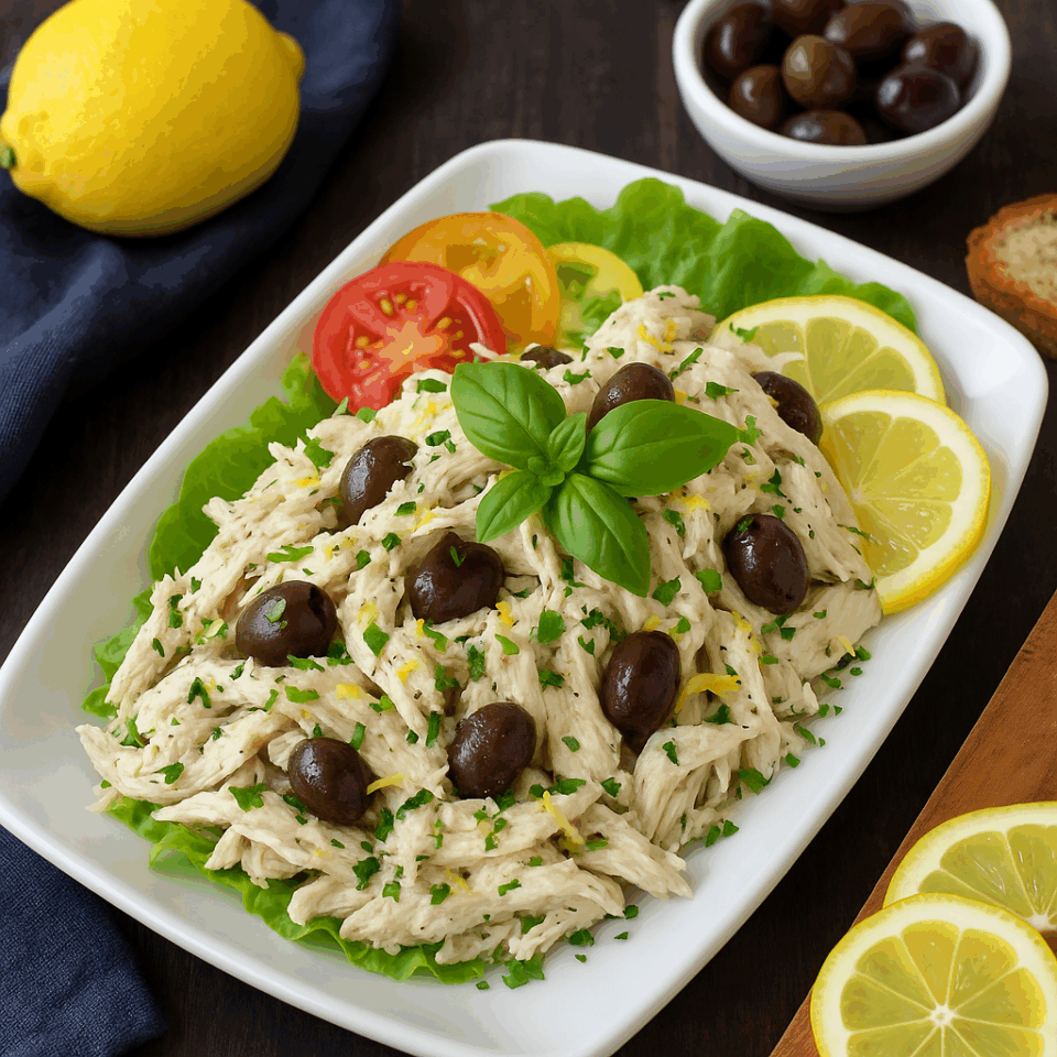 Insalata di pollo lesso marinato con olive taggiasche e limone: fresca e leggera