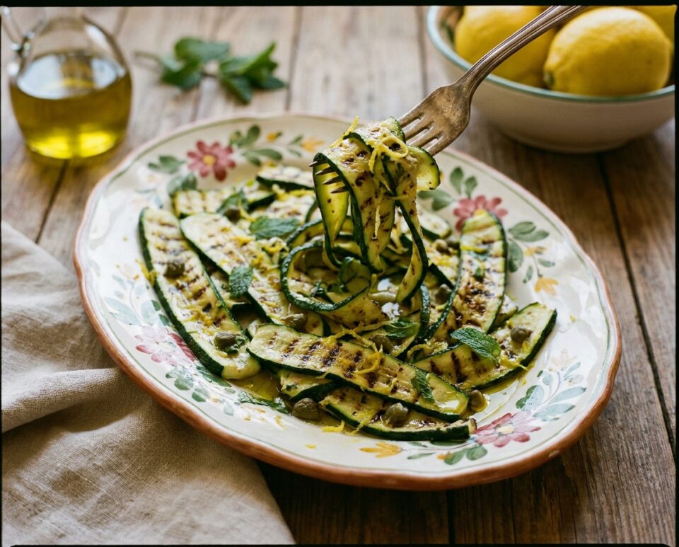 Insalata di zucchine grigliate al limone e menta: fresca, veloce e profumata