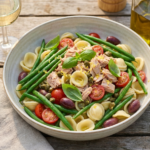 Pasta fredda con fagiolini, tonno e pomodorini – ricetta estiva fresca da preparare al volo