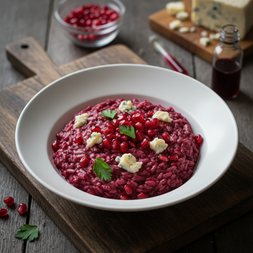 Risotto cremoso al succo di melagrana e gorgonzola: gusto, eleganza e ...