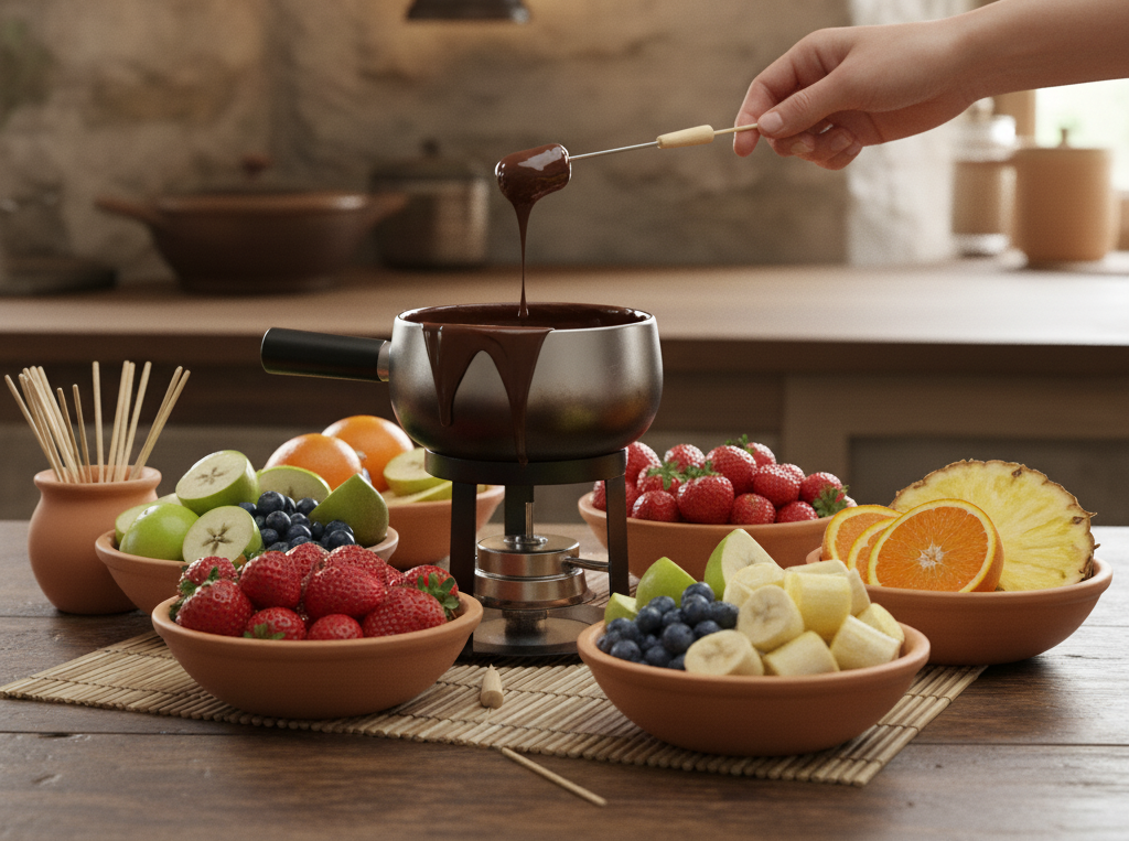 Fonduta al cioccolato con frutta fresca: irresistibile, scenografica e pronta in pochi minuti