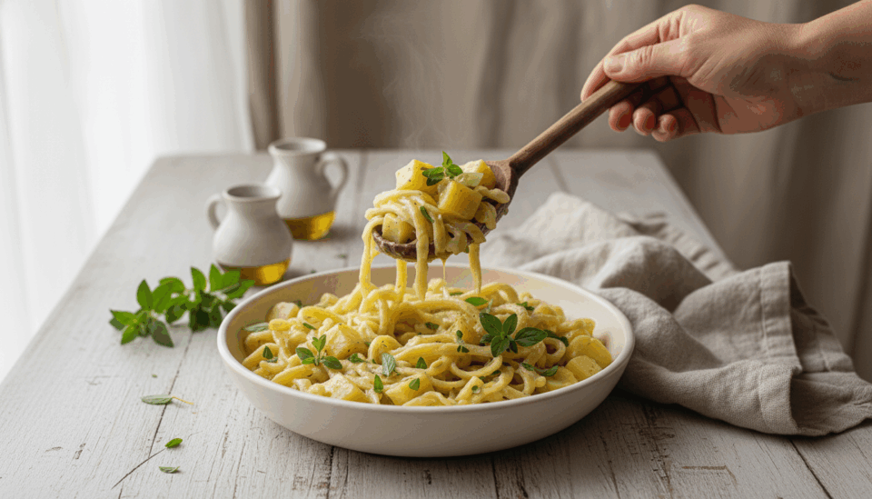 Pasta, patate e maggiorana alla ligure: ricetta facile, sana e profumata come la cucina di una volta