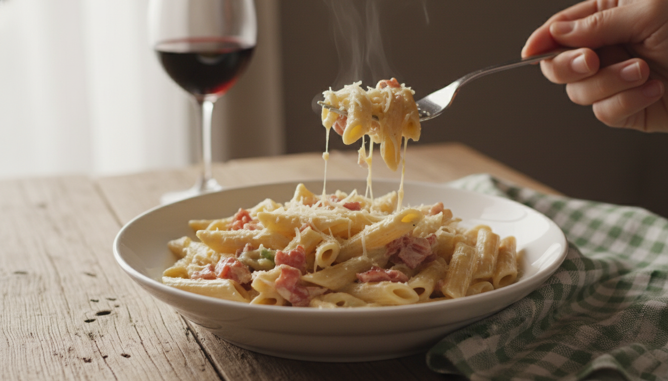 Pasta con panna prosciutto e parmigiano