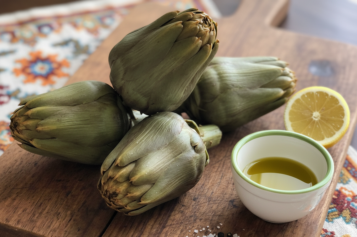 Carciofi bolliti in pinzimonio