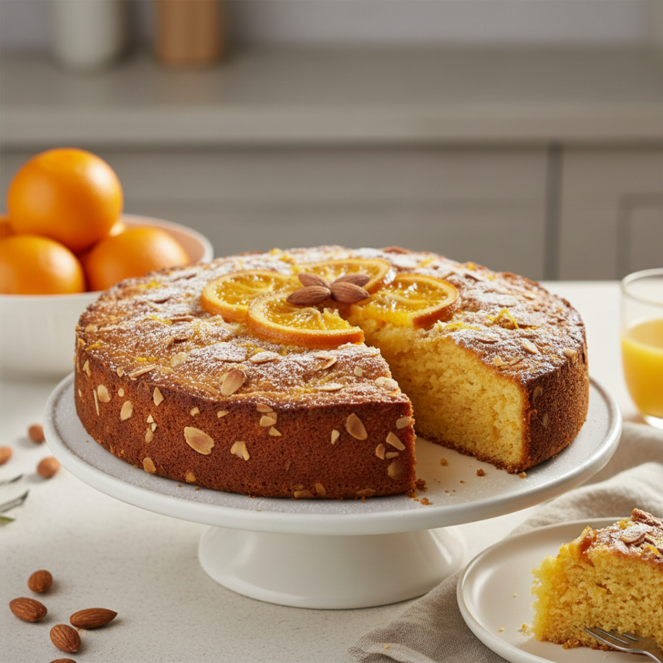 Torta arance e mandorle senza burro: soffice, umida e profumata (facilissima)