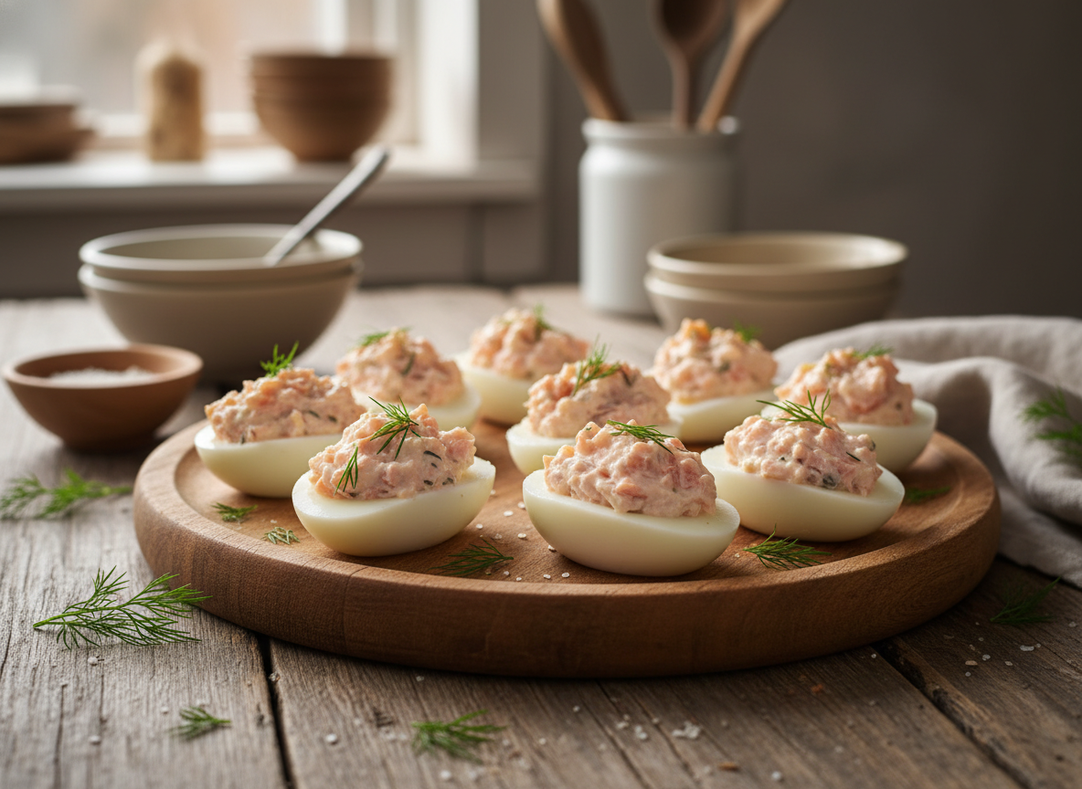 Uova ripiene di salmone affumicato
