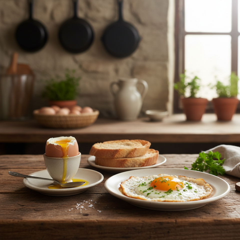 Uovo alla coque e uovo fritto