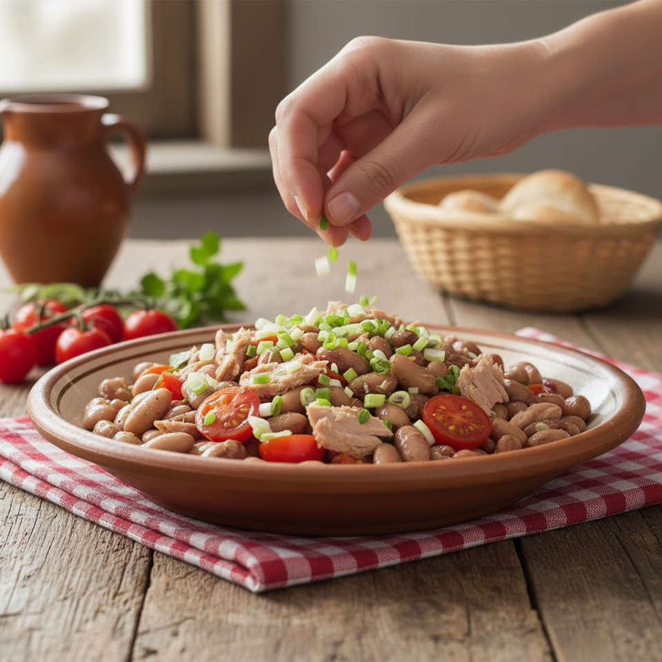 In alternativa, affetta finemente il cipollotto  (puoi lasciarlo qualche minuto in acqua fredda per renderlo più delicato) e uniscilo all'insalata. 