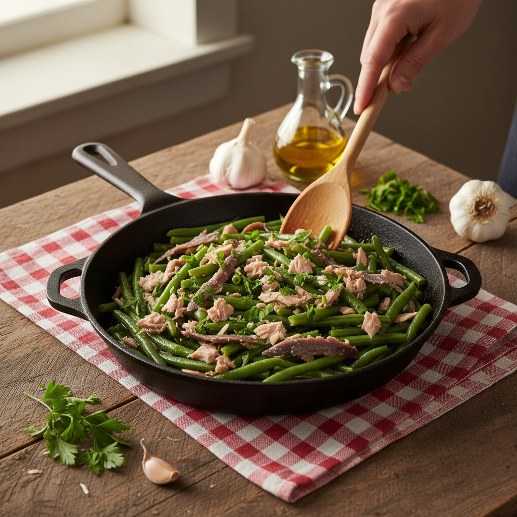 Fagiolini in padella con acciughe e tonno: il piatto ligure semplice che non ti aspetti