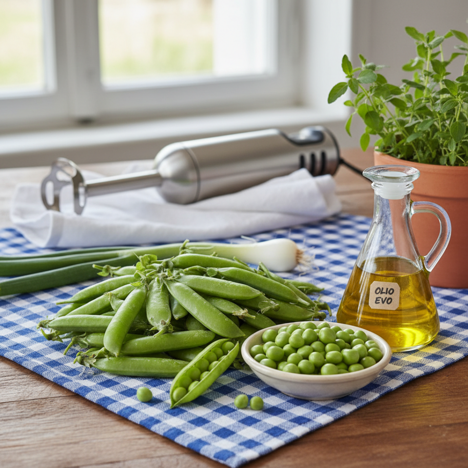 Ingredienti della crema di piselli, tcon occo ligure