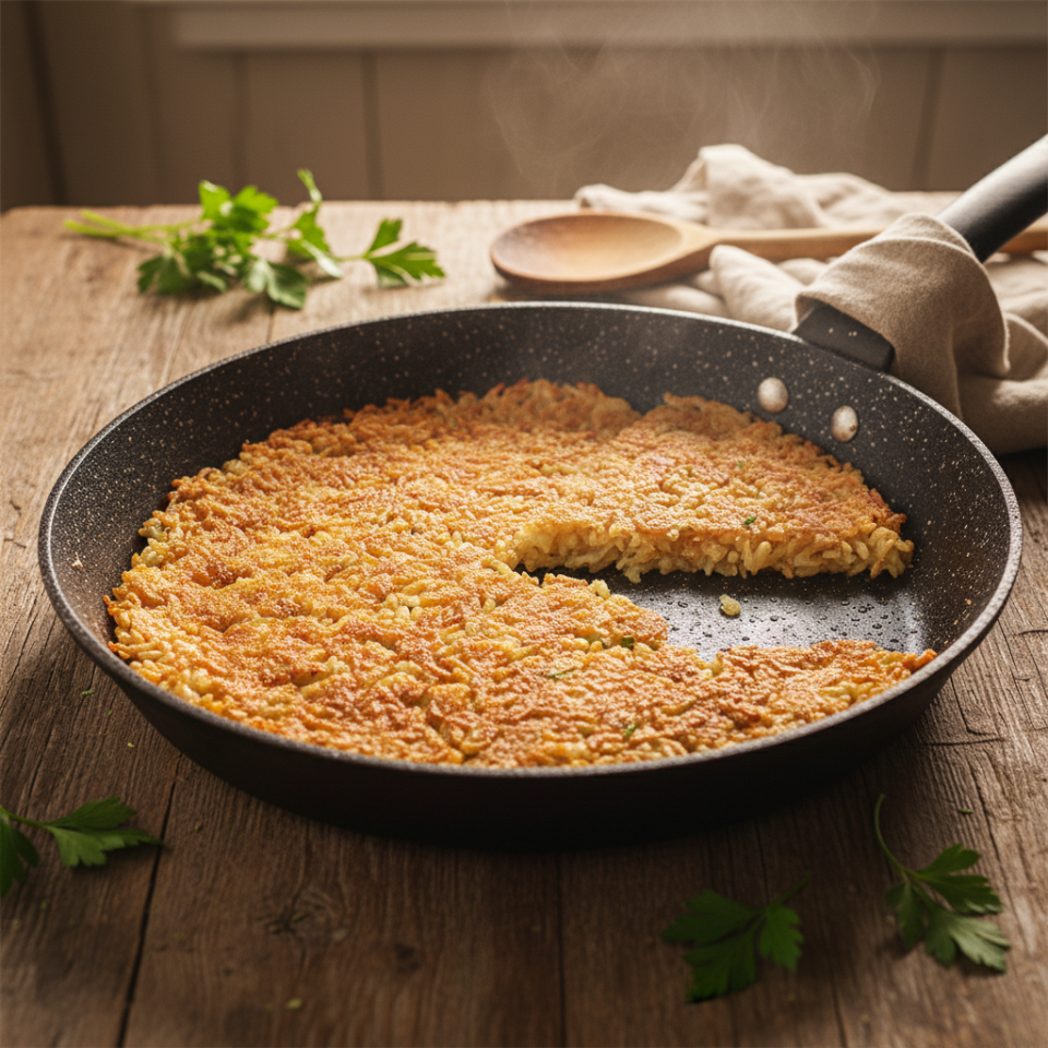 Riso al salto croccante: come trasformare il risotto avanzato in un piatto irresistibile