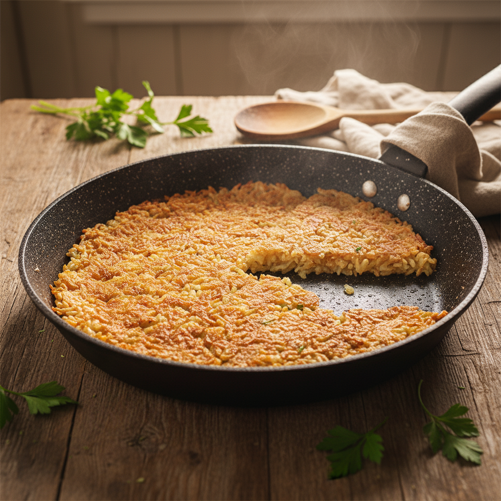 Riso al salto croccante: come trasformare il risotto avanzato in un piatto irresistibile