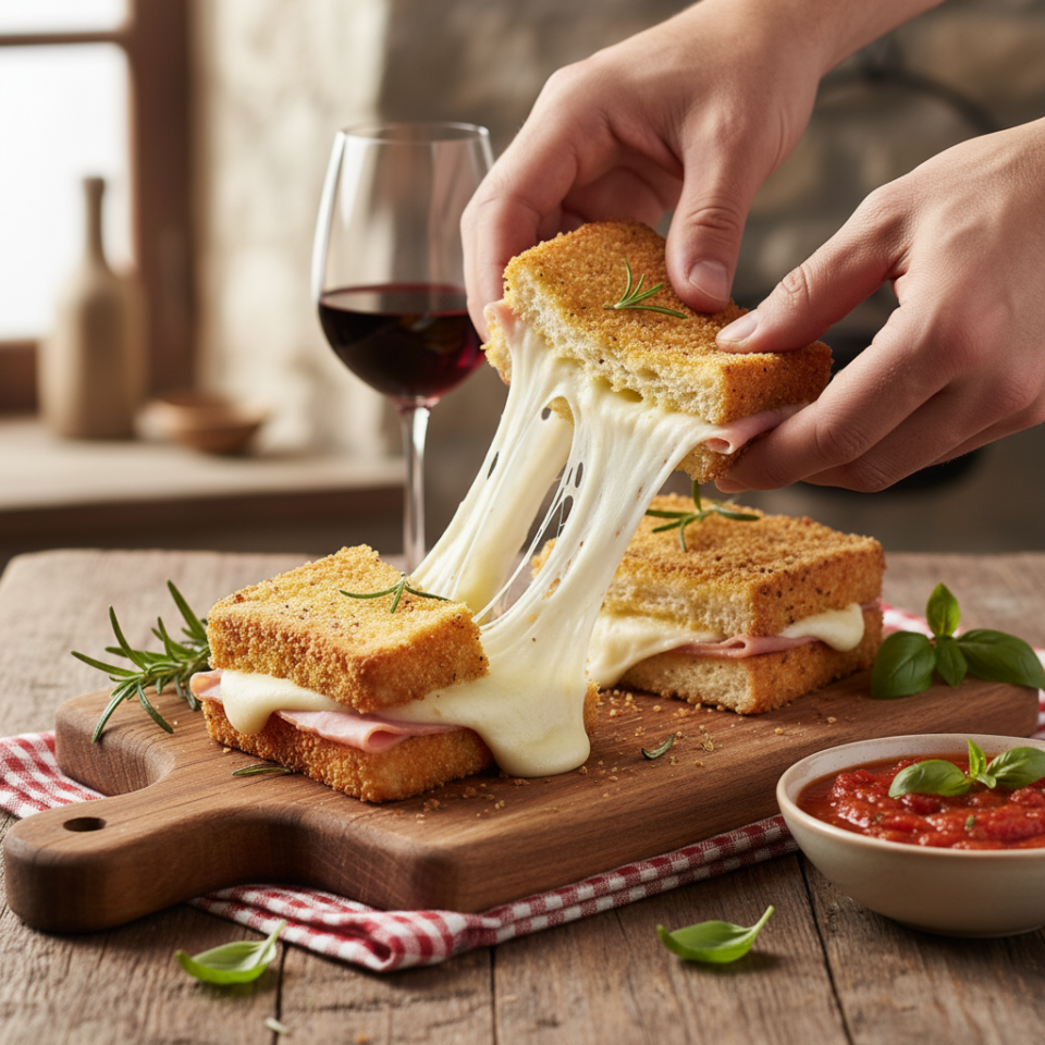 Mozzarella in carrozza al forno: croccante e leggera senza friggere