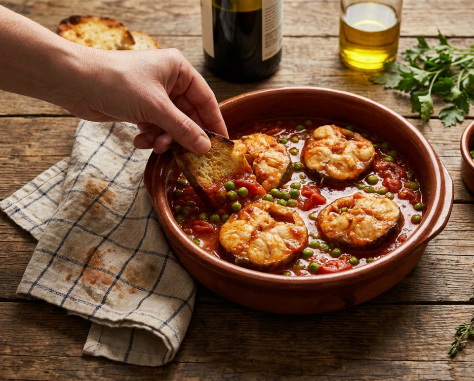 Rana pescatrice con piselli: ricetta ligure facile e saporita