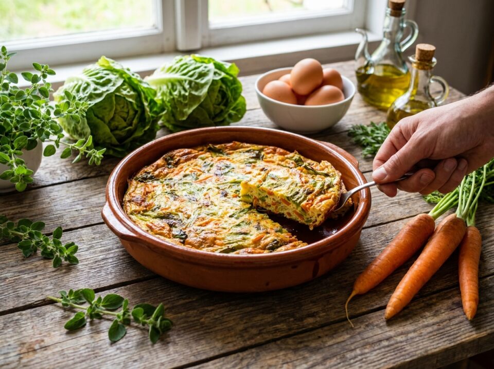 Frittata al forno con carote e lattuga: morbida, facile e saporita