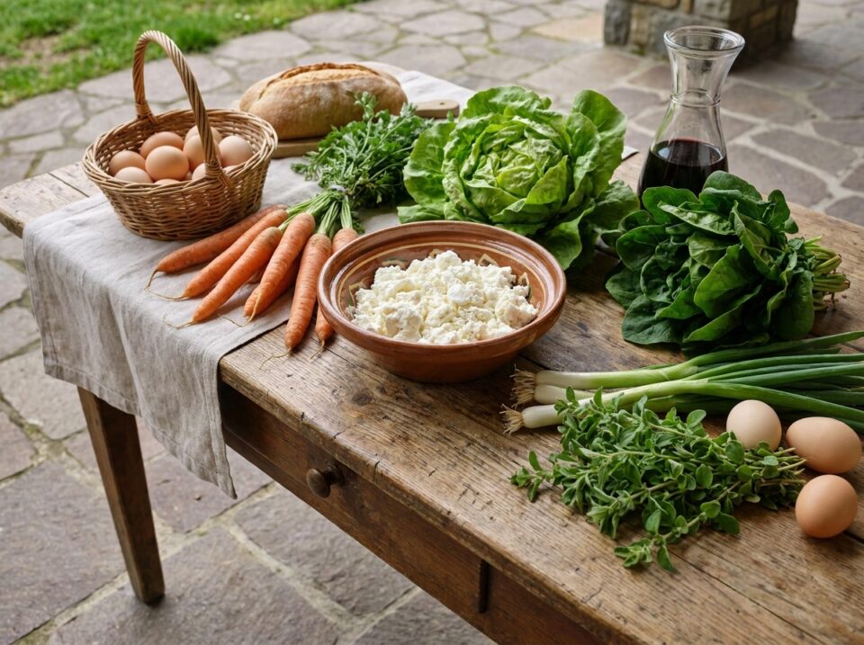 Ingredienti frittata di lattuga e carote