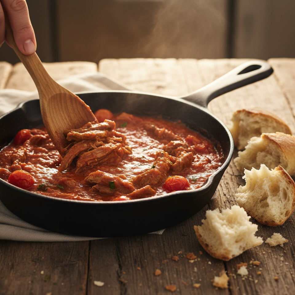 Straccetti di carne alla pizzaiola: morbidi, veloci e pronti in 10 minuti