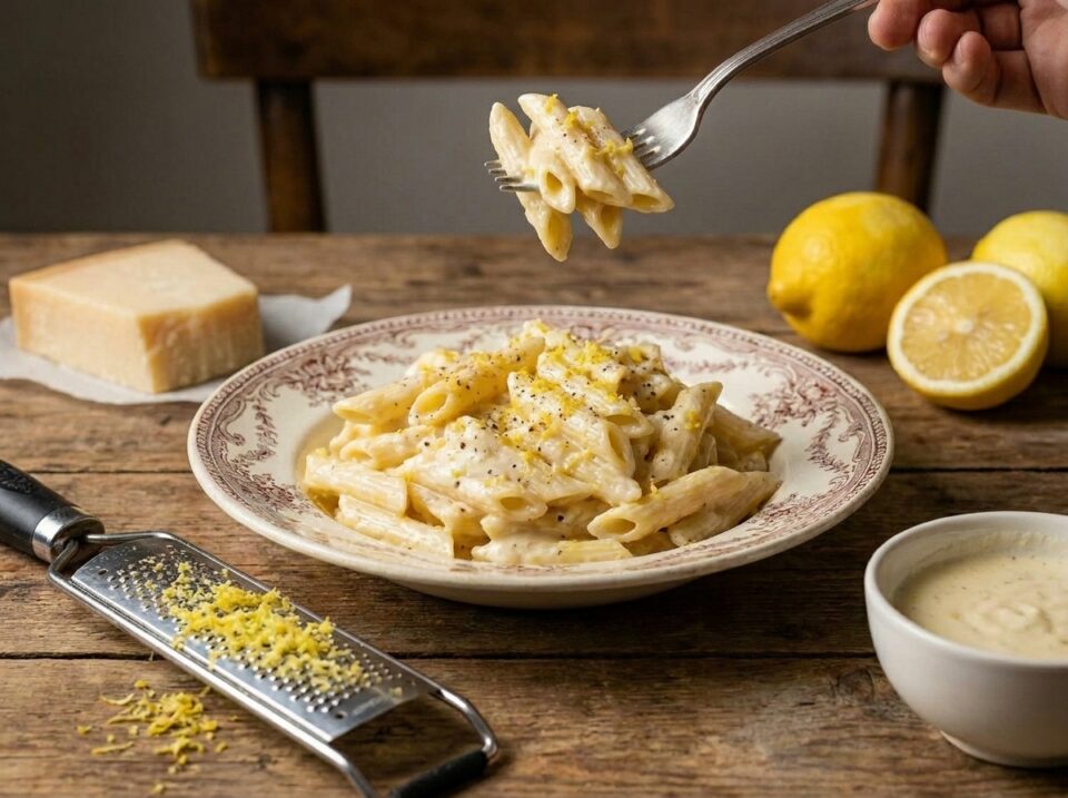 Pasta corta con limone e parmigiano