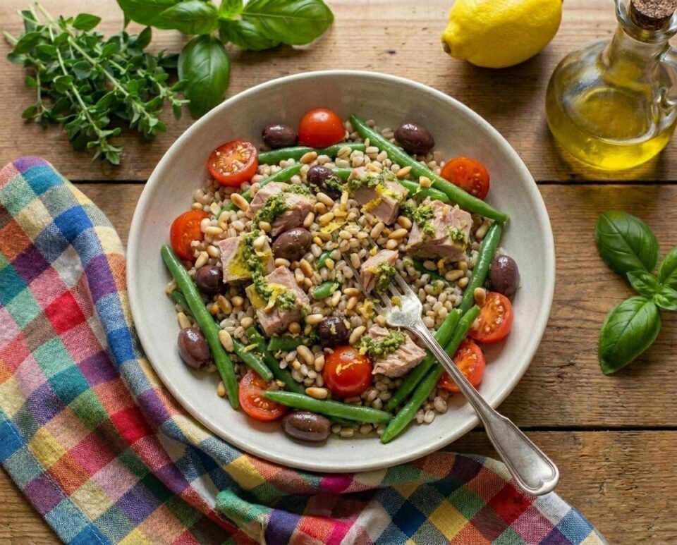 Bowl ligure con orzo, tonno e olive taggiasche: pranzo estivo completo e leggero