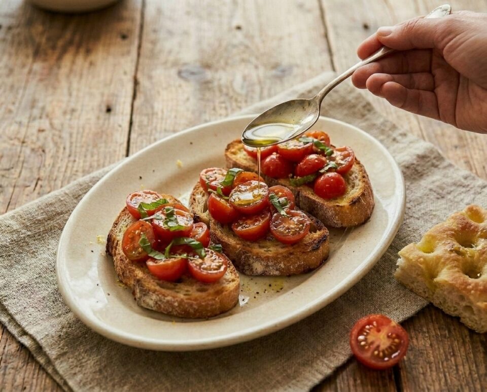 Bruschette con pomodorini marinati
