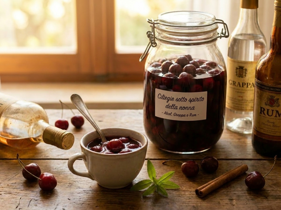 Ciliegie sotto spirito: la ricetta della nonna con alcol, grappa o rum