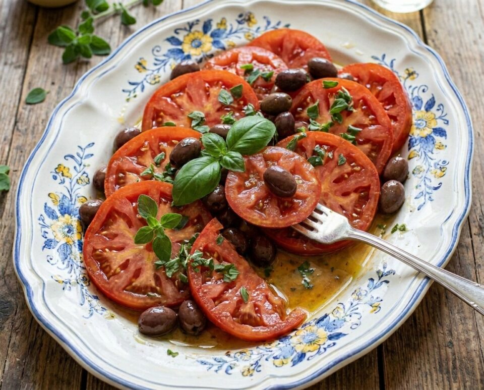 Pomodori marinati alla ligure con olive taggiasche: il contorno estivo che profuma di Mediterraneo