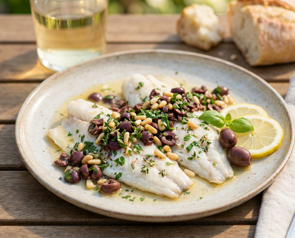 Filetti di pesce alla ligure in bianco