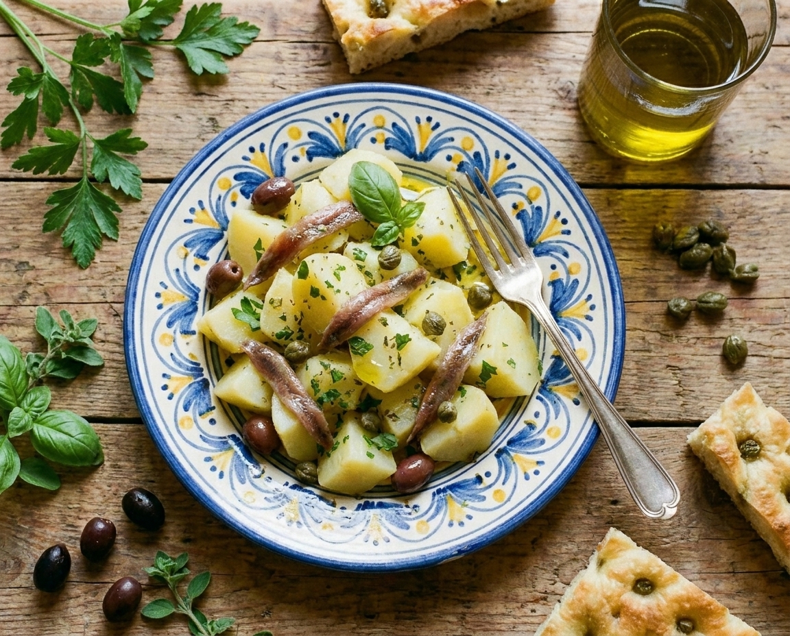 Insalata di patate con acciughe e capperi: la ricetta ligure fresca e saporita