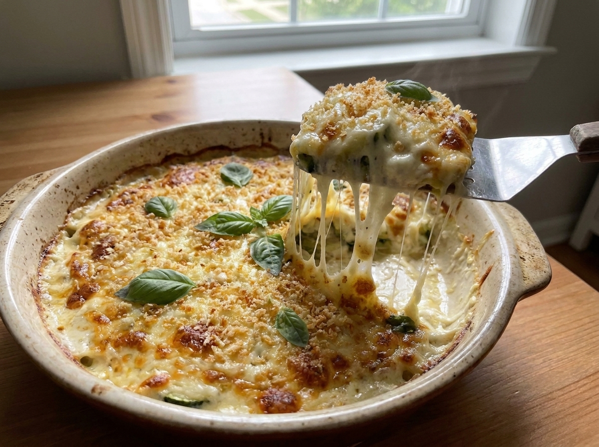Parmigiana bianca di zucchine: cremosa, filante e irresistibile