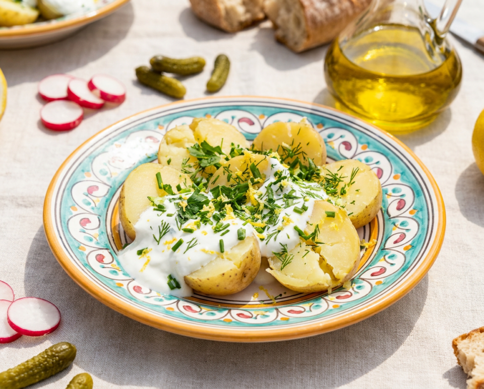 Patate al vapore con salsa allo yogurt: il contorno fresco che salva pranzi e cene estive