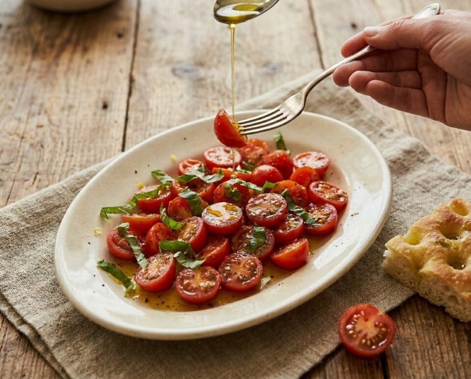 Pomodorini marinati al basilico: l'antipasto estivo pronto in 10 minuti