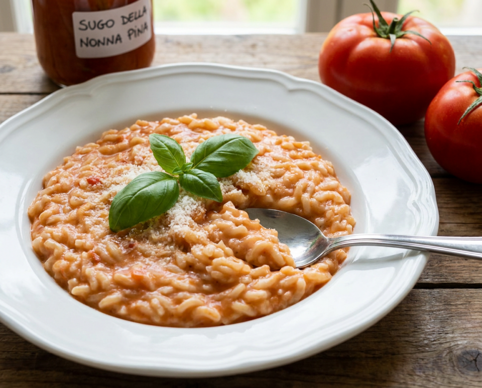 Risotto cremoso al pomodoro fresco: il segreto è il sugo della nonna Pina