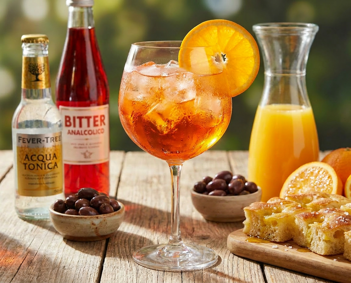 Spritz analcolico con stuzzichini liguri
