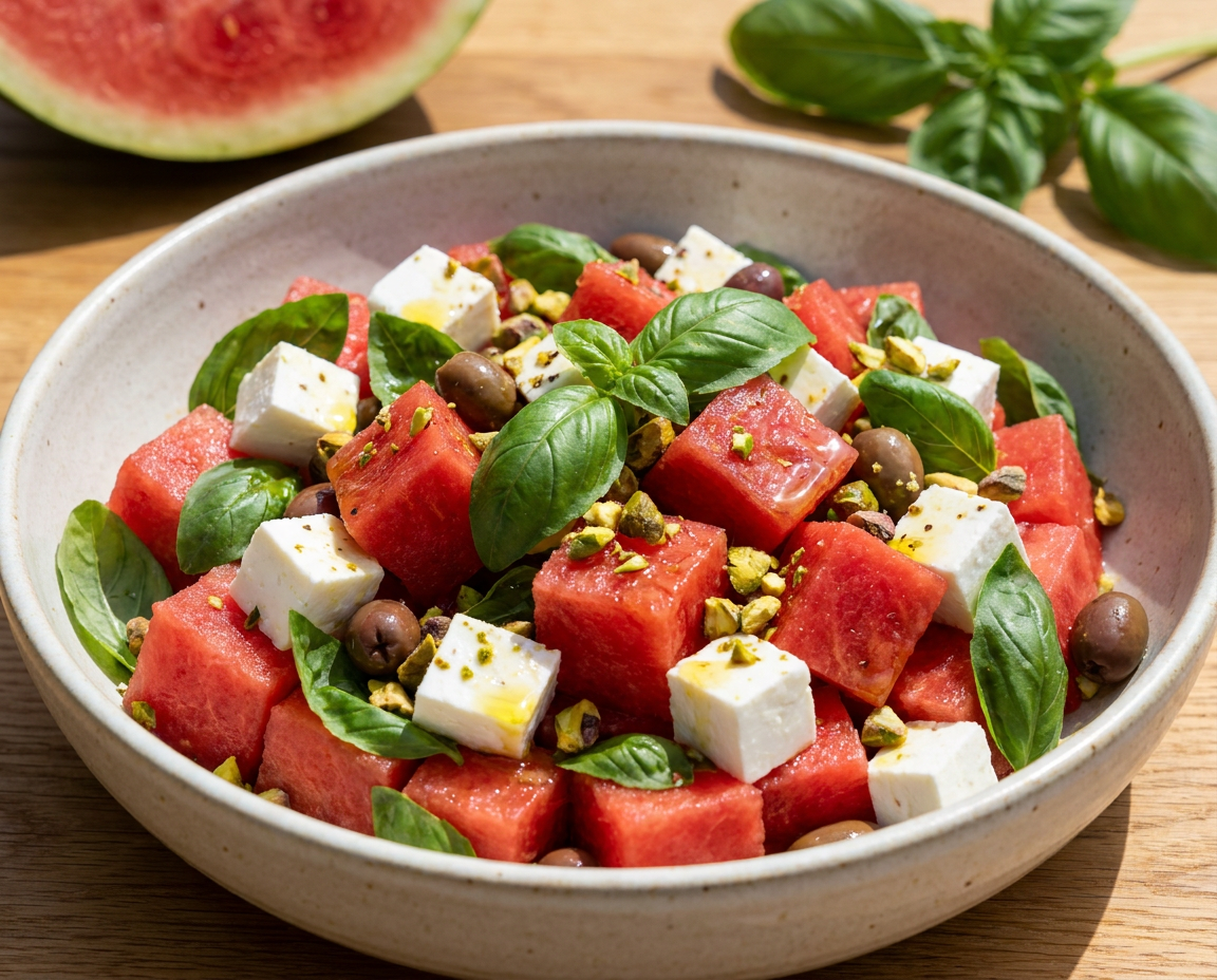 Insalata di anguria e feta: fresca, colorata e pronta in 10 minuti