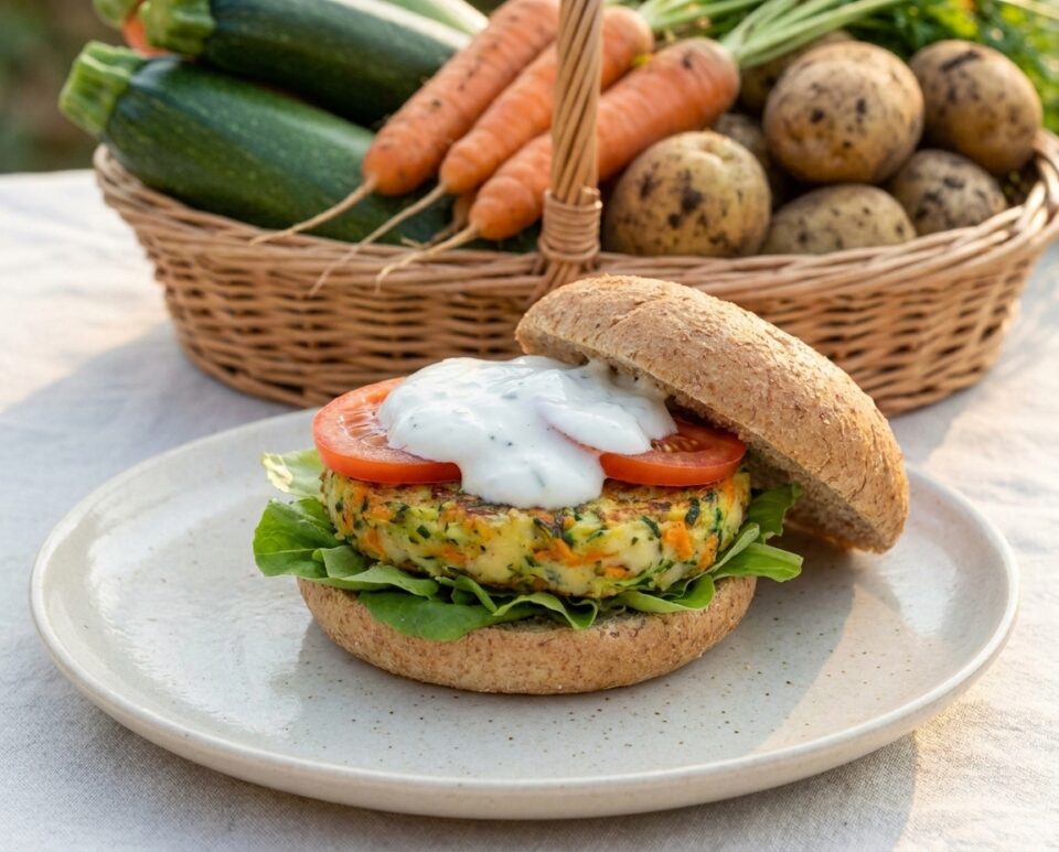 Burger dell'orto nel panino con salsa