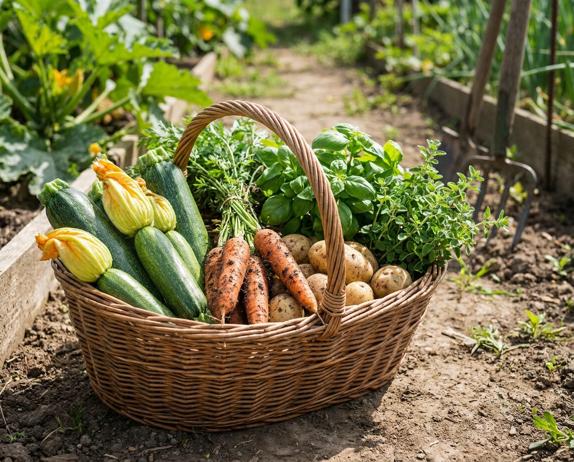 Verdure appena raccolte nell'orto della tenuta della Prea