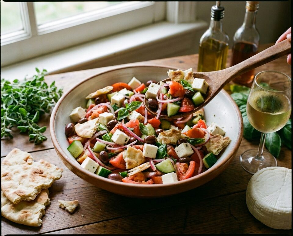 Insalata ligure ottima con vino bianco